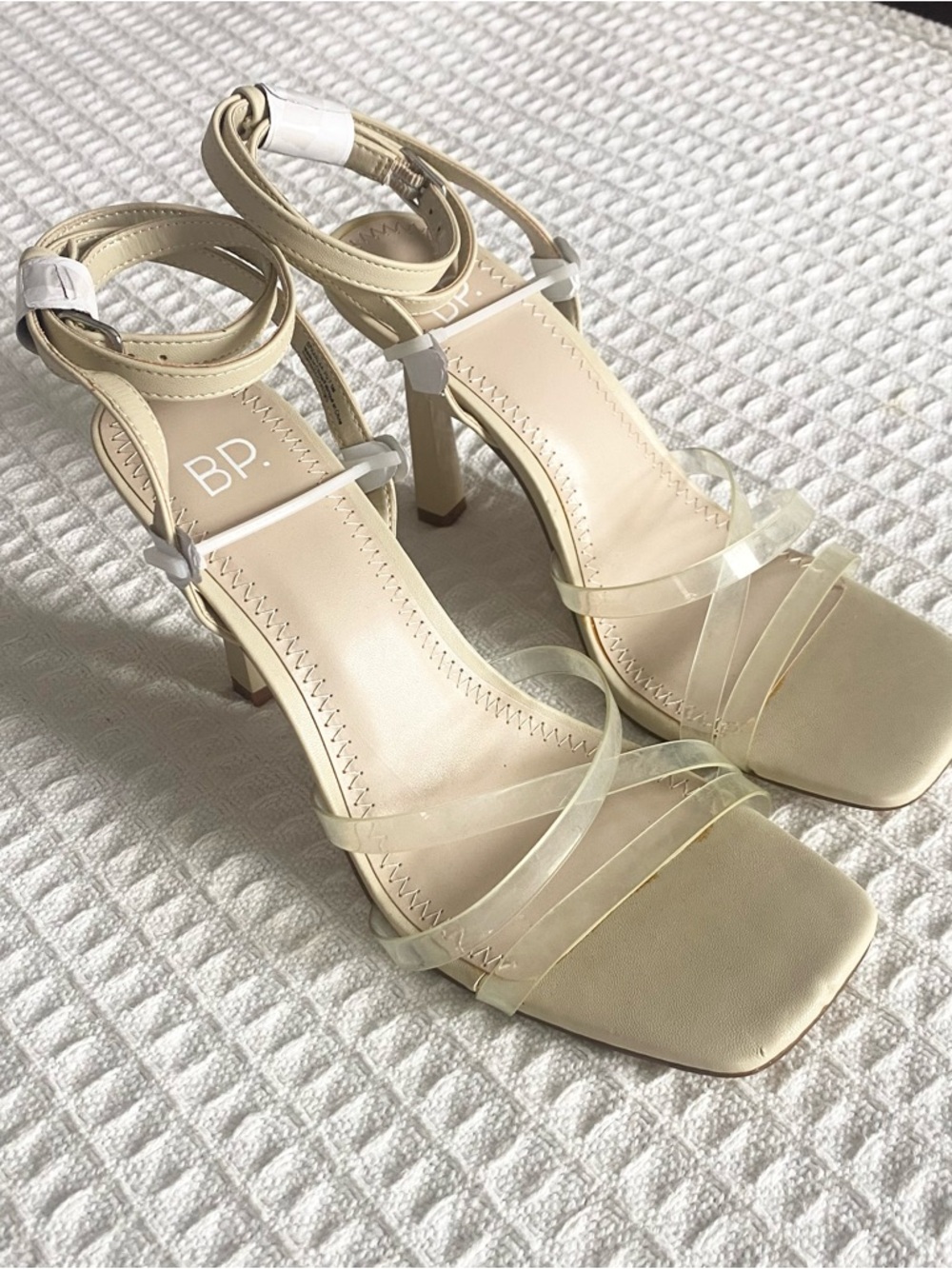 NWOT bp Beige/Nude with Clear Strap Heel Sandals